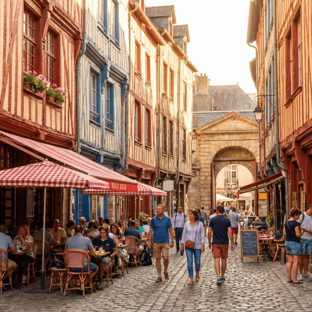 Maisons à colombages colorées du centre historique de Rennes capitale de la Bretagne